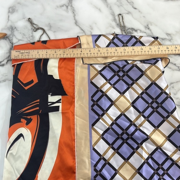 Y2K Fendas Tops Womens 36/S Orange Blue Check Scarf Tank Rhinestones Mixed Media - Picture 7 of 11